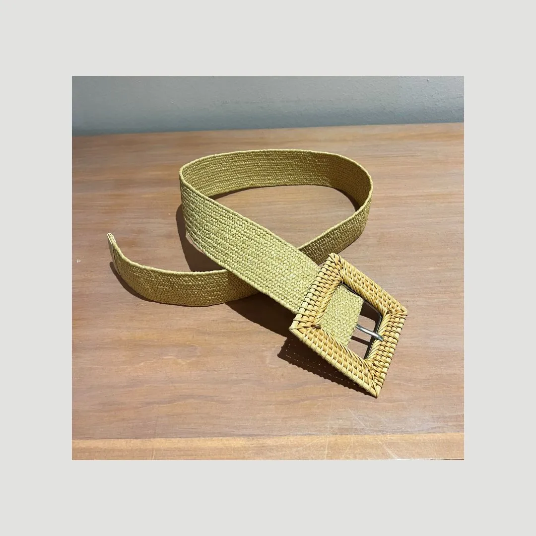 Rattan Belt Square Buckle