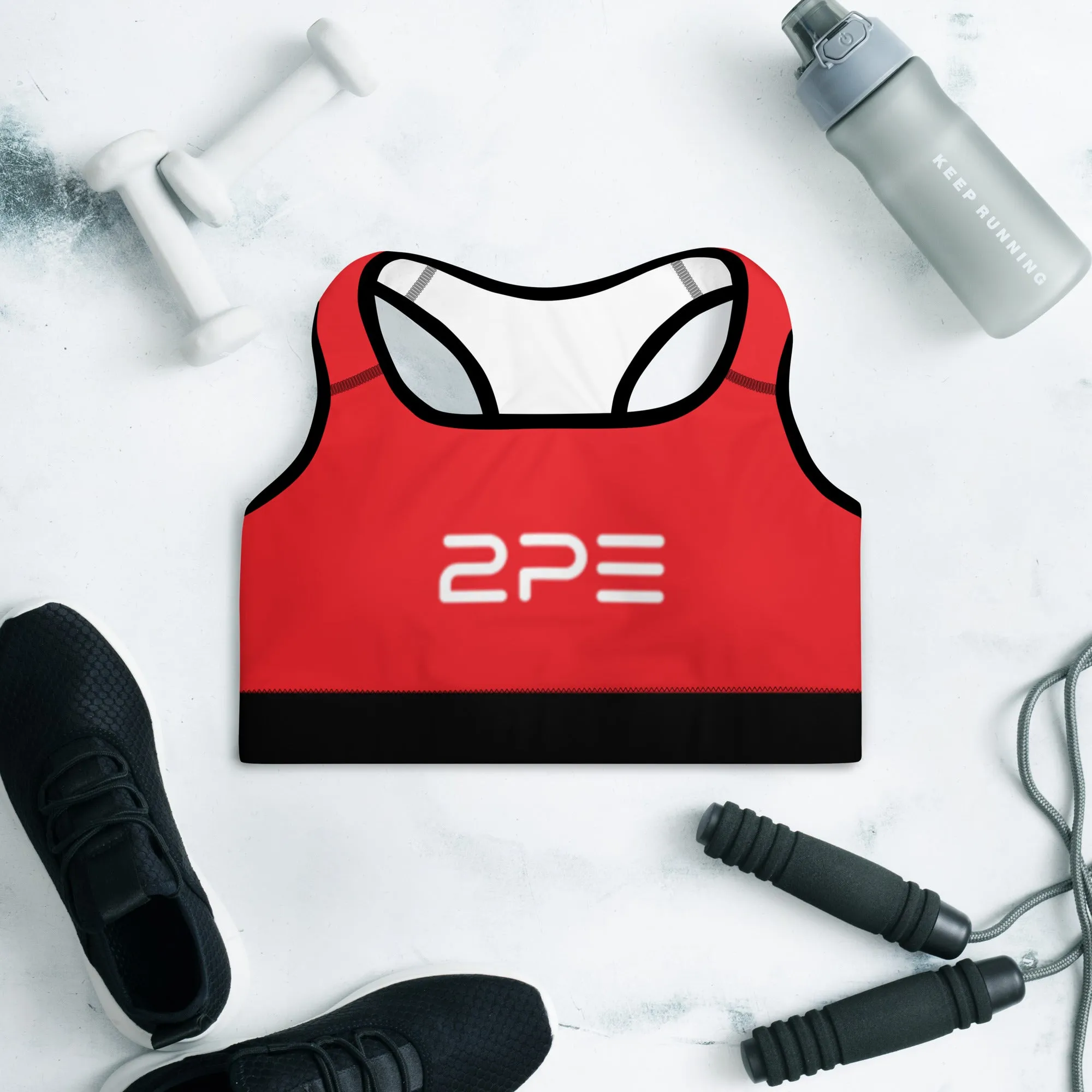 Red with Black Padded Sports Bra