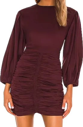 Rhode Resort Purple Ruched Tencel-twill Long Sleeve Mini Dress BNWT UK M