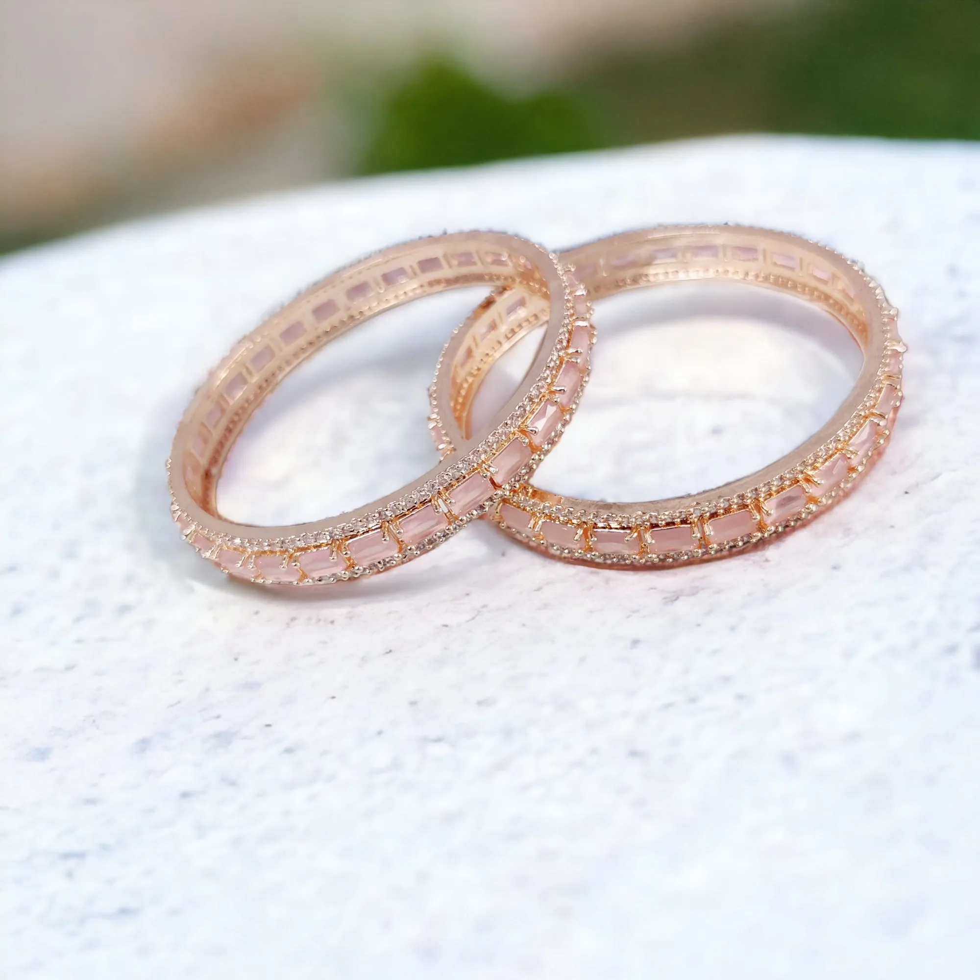 Rose Gold Radiance Bangles Set (Pack of 2)