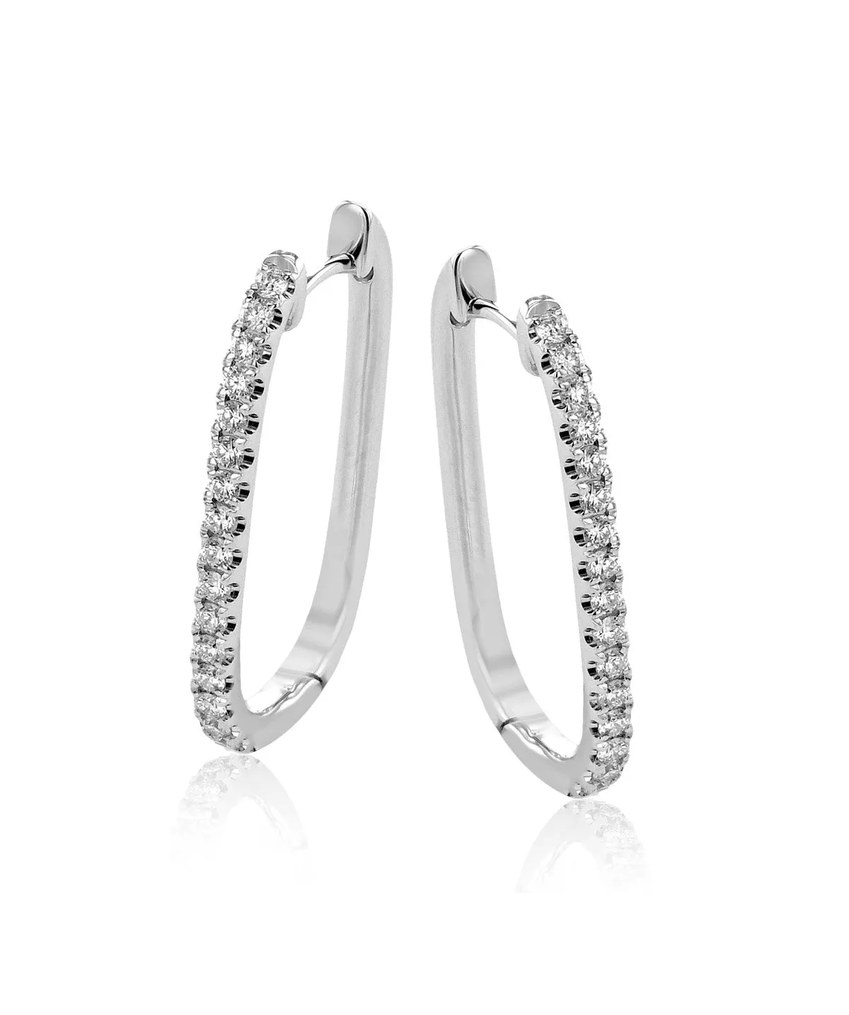 Simon G. 18KW PAPERCLIP SHAPED DIAMOND HOOP EARRINGS