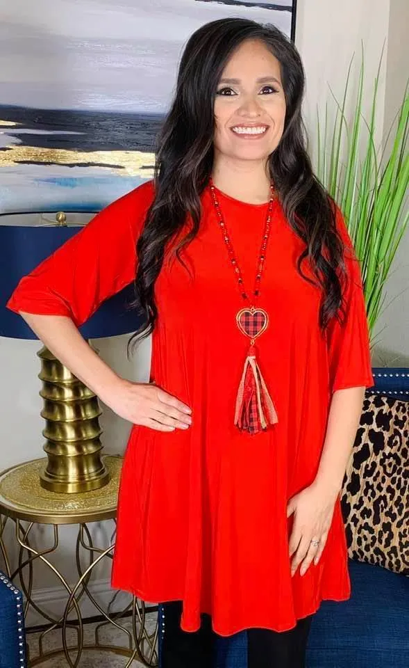 SMALL : Red Flutter Tunic