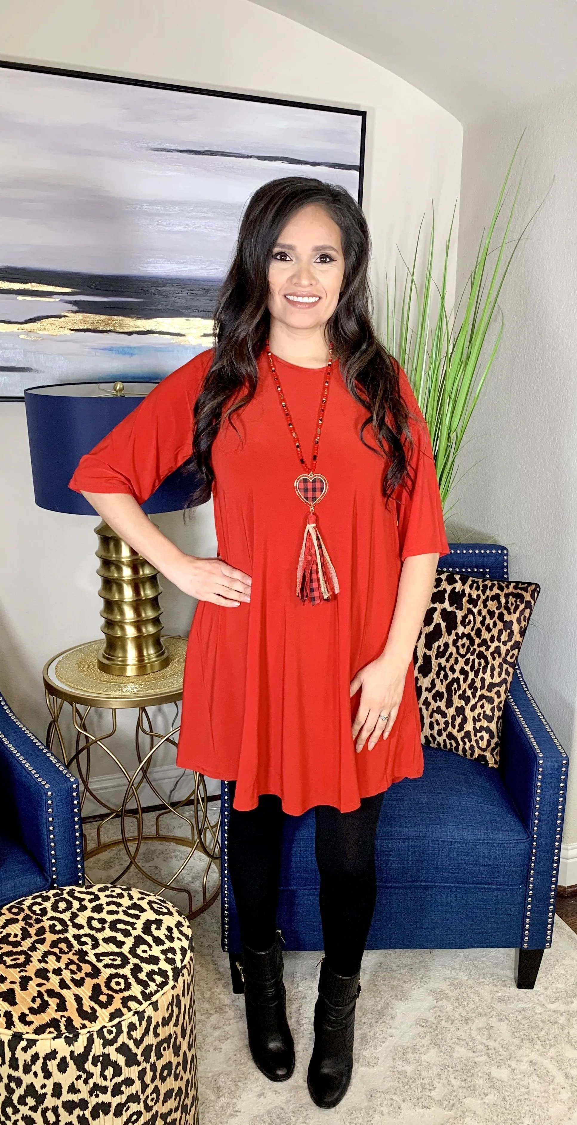 SMALL : Red Flutter Tunic