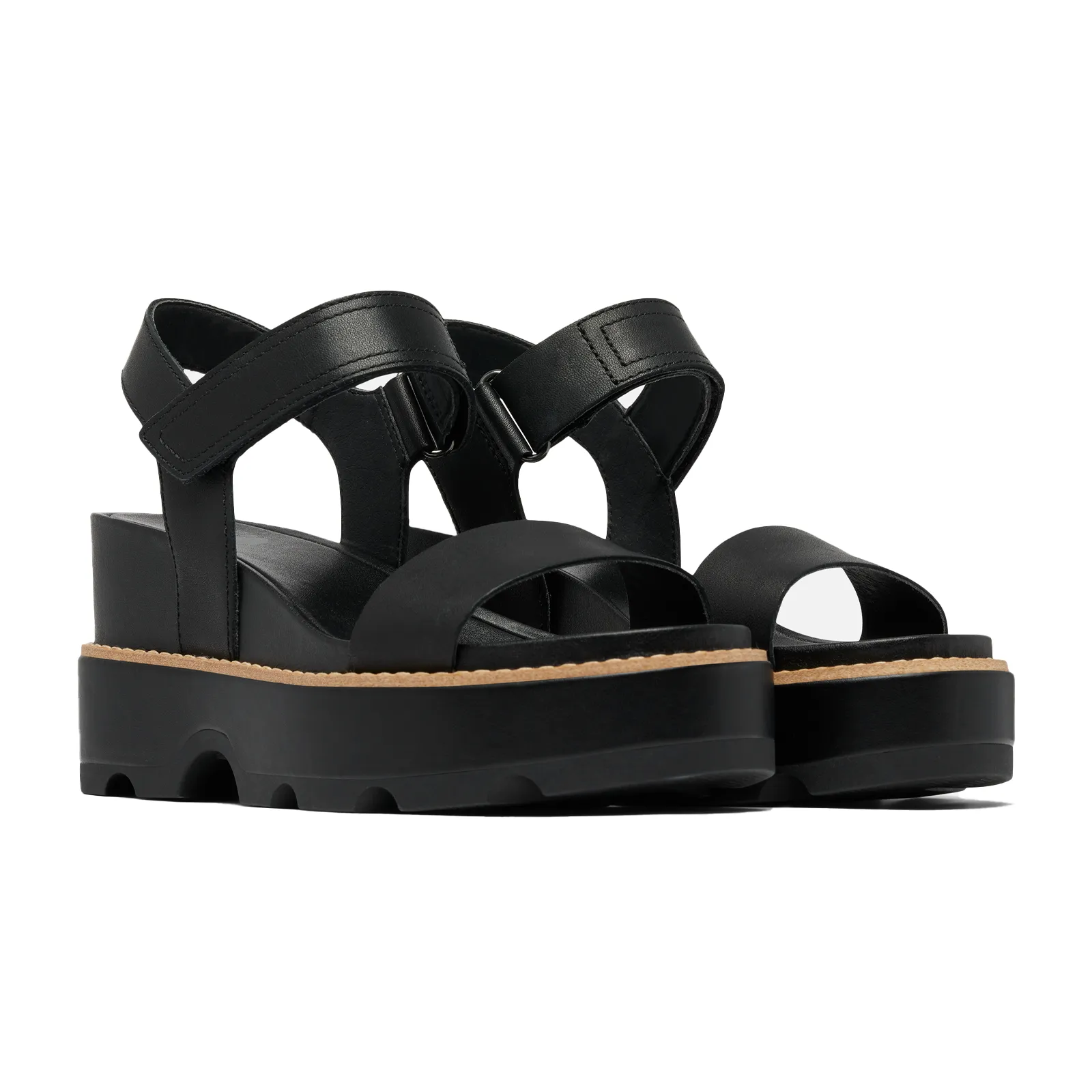 Sorel Joanie IV Y Strap Wedge Sandal (Women) - Black/Sea Salt