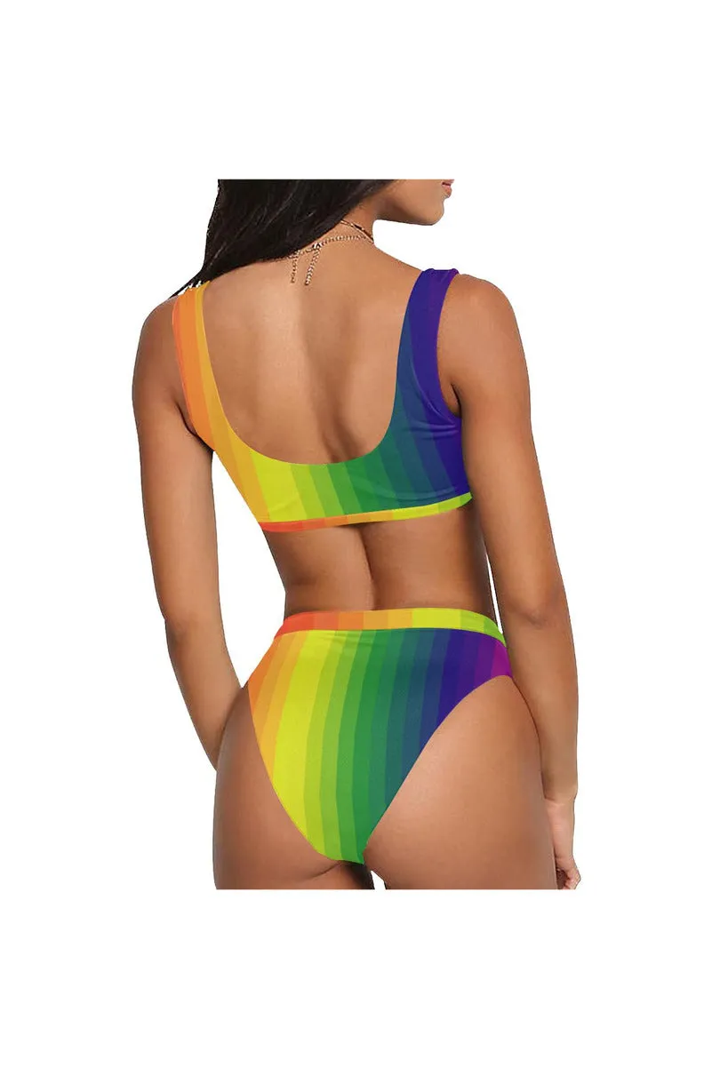 Spectrum Sport Top & High-Waist Bikini Swimsuit