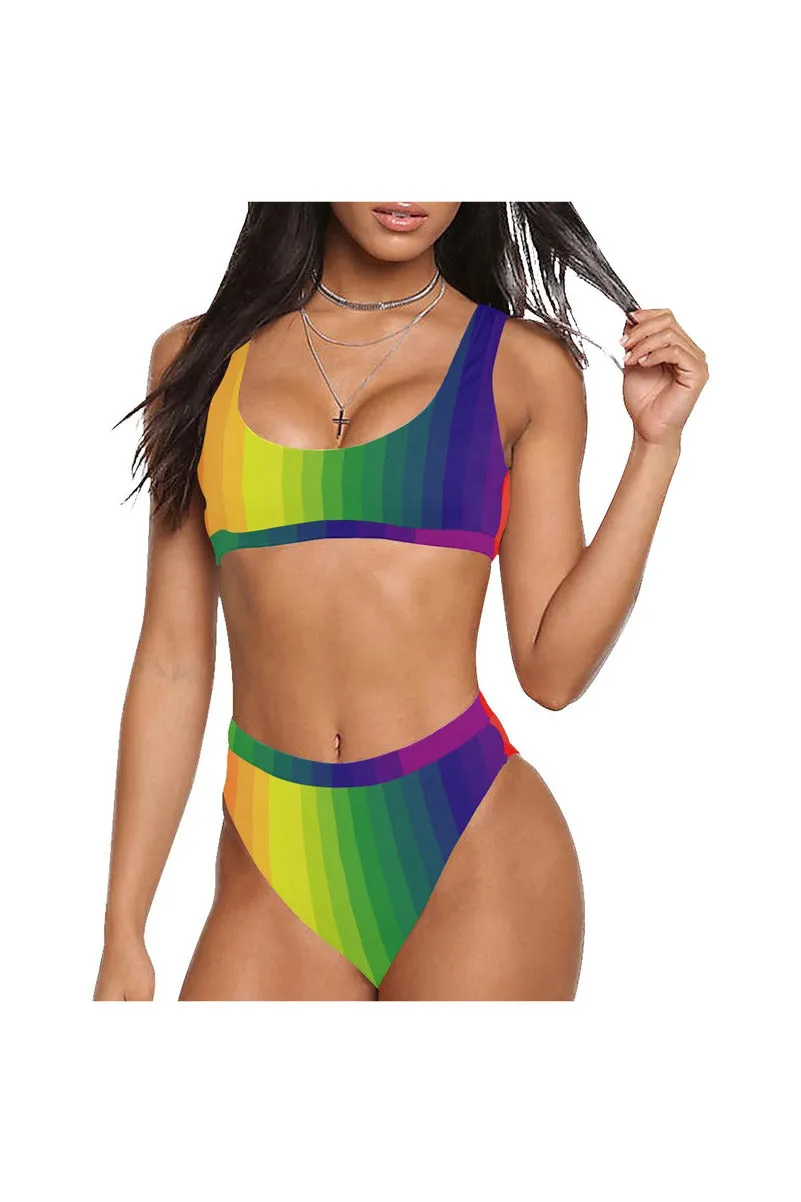 Spectrum Sport Top & High-Waist Bikini Swimsuit