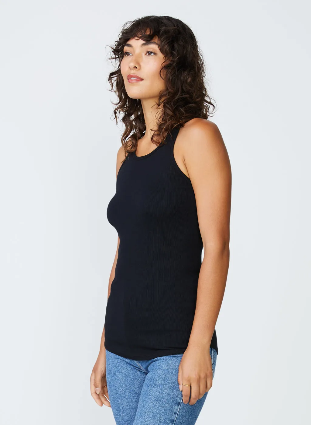 Stateside 2x1 Rib Racerback Tank Top in Black