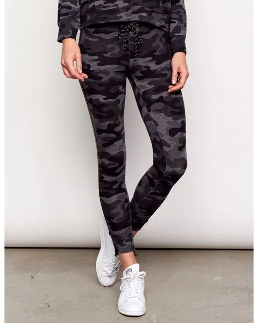 Sundry Camo Step Hem Side Trim Yoga Pant