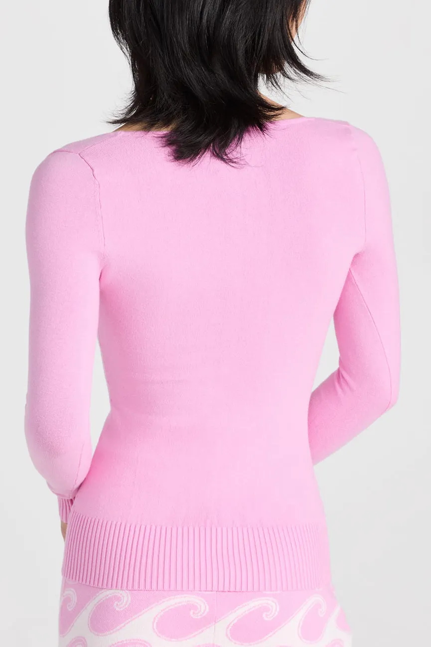 Sweet Pink Peachskin Square Scoop Neck