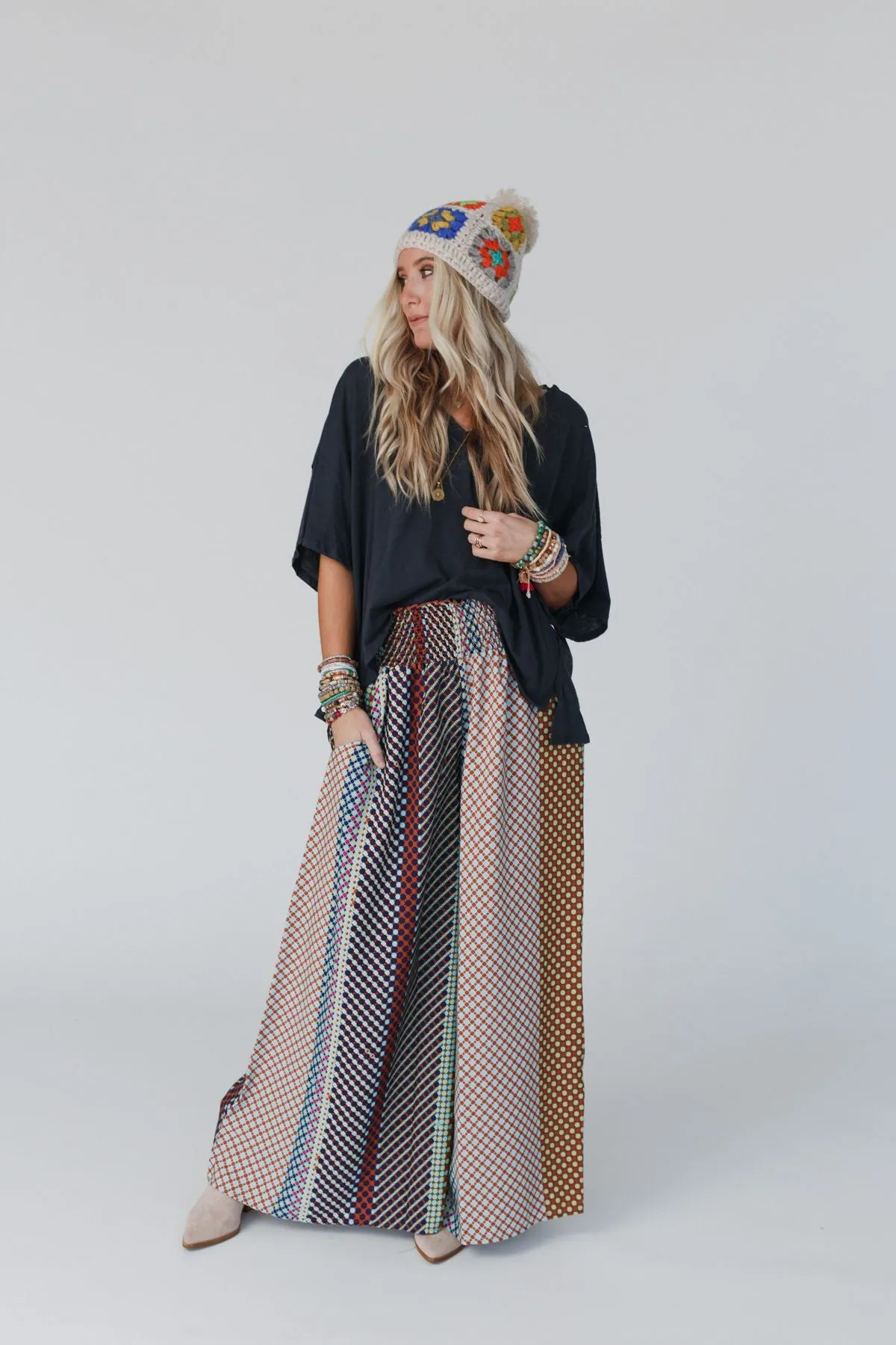 Sweet Surrender Wide Leg Printed Pants - Multicolor