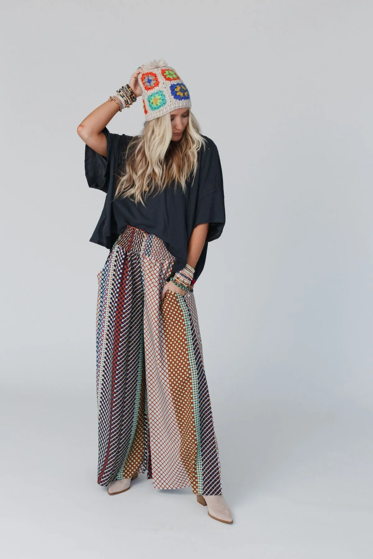 Sweet Surrender Wide Leg Printed Pants - Multicolor