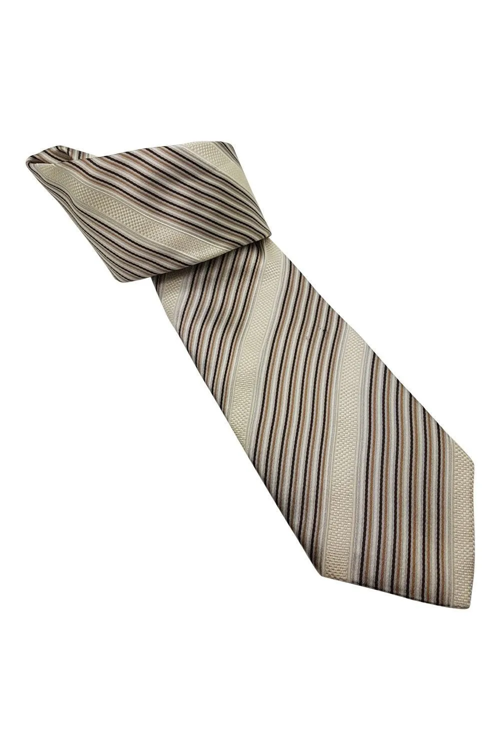 TED BAKER Endurance Cream and Brown Striped Silk Tie 61