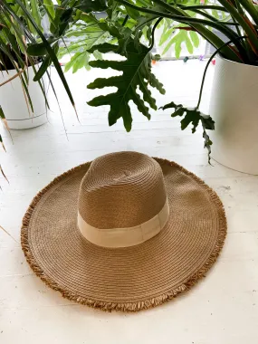 Theo Braided Straw Hat with Frayed Hem