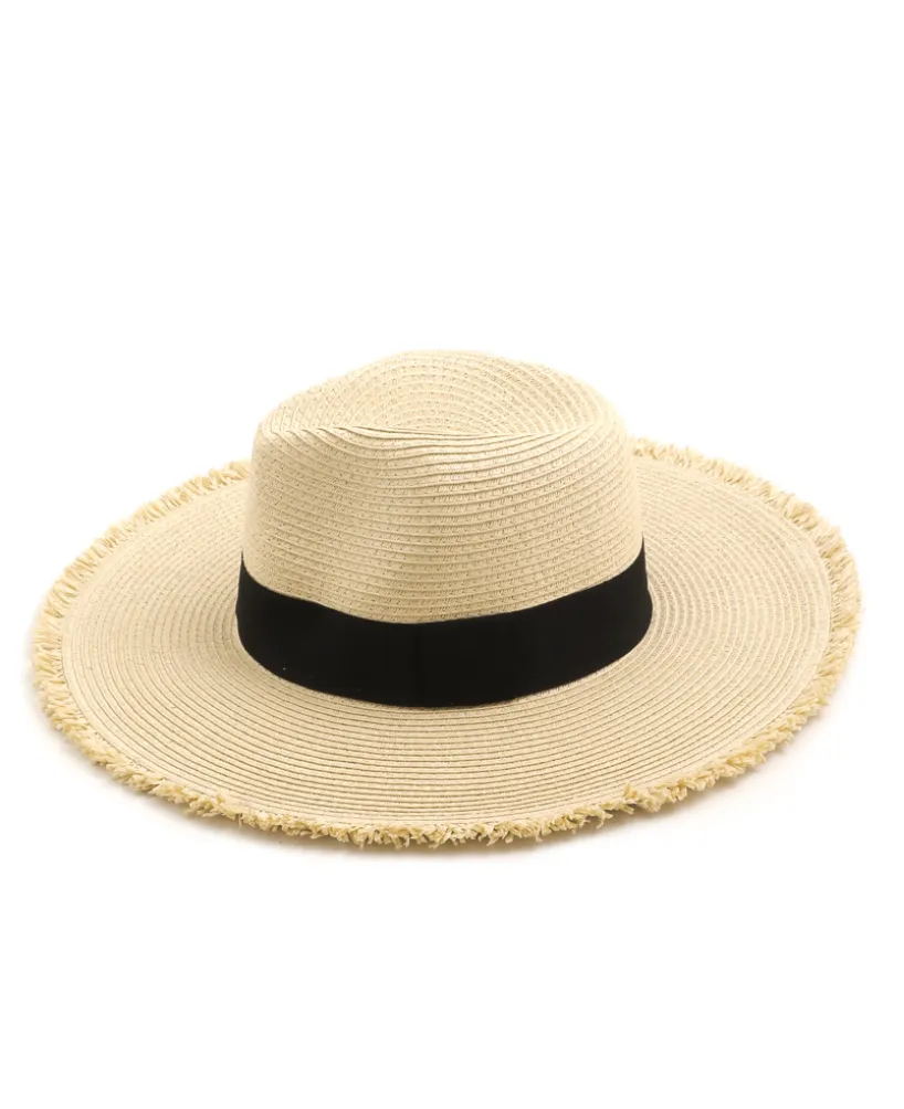 Theo Braided Straw Hat with Frayed Hem