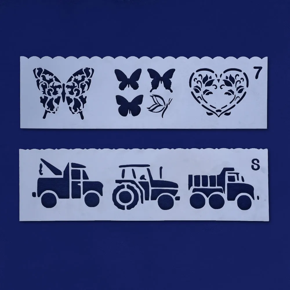 tibetara About 19.8*6cm Plastic Stencils Lace ruler Stencil Set Pattern animal car bullet journal pochoir Mix 8 each/lot