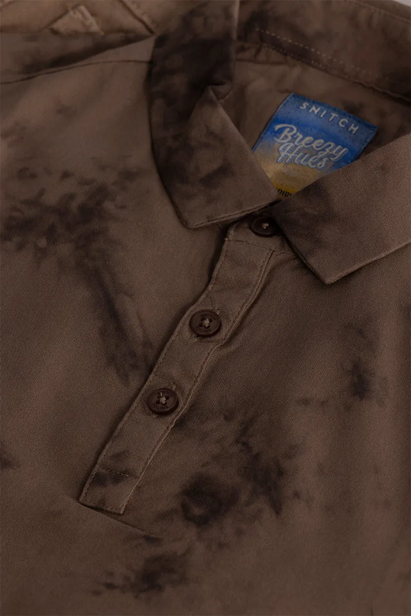 Tidal Dye Brown Polo T-Shirt