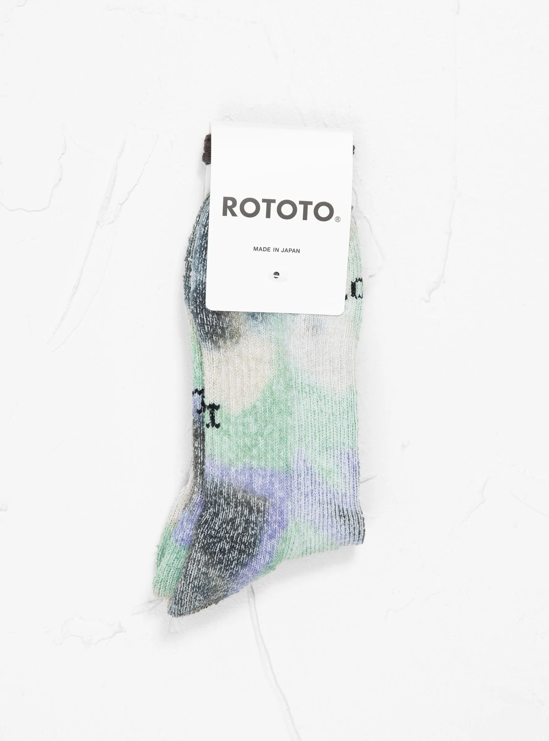 Tie Dye Pile Ankle Socks Black, Mint, and Purple