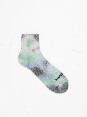 Tie Dye Pile Ankle Socks Black, Mint, and Purple