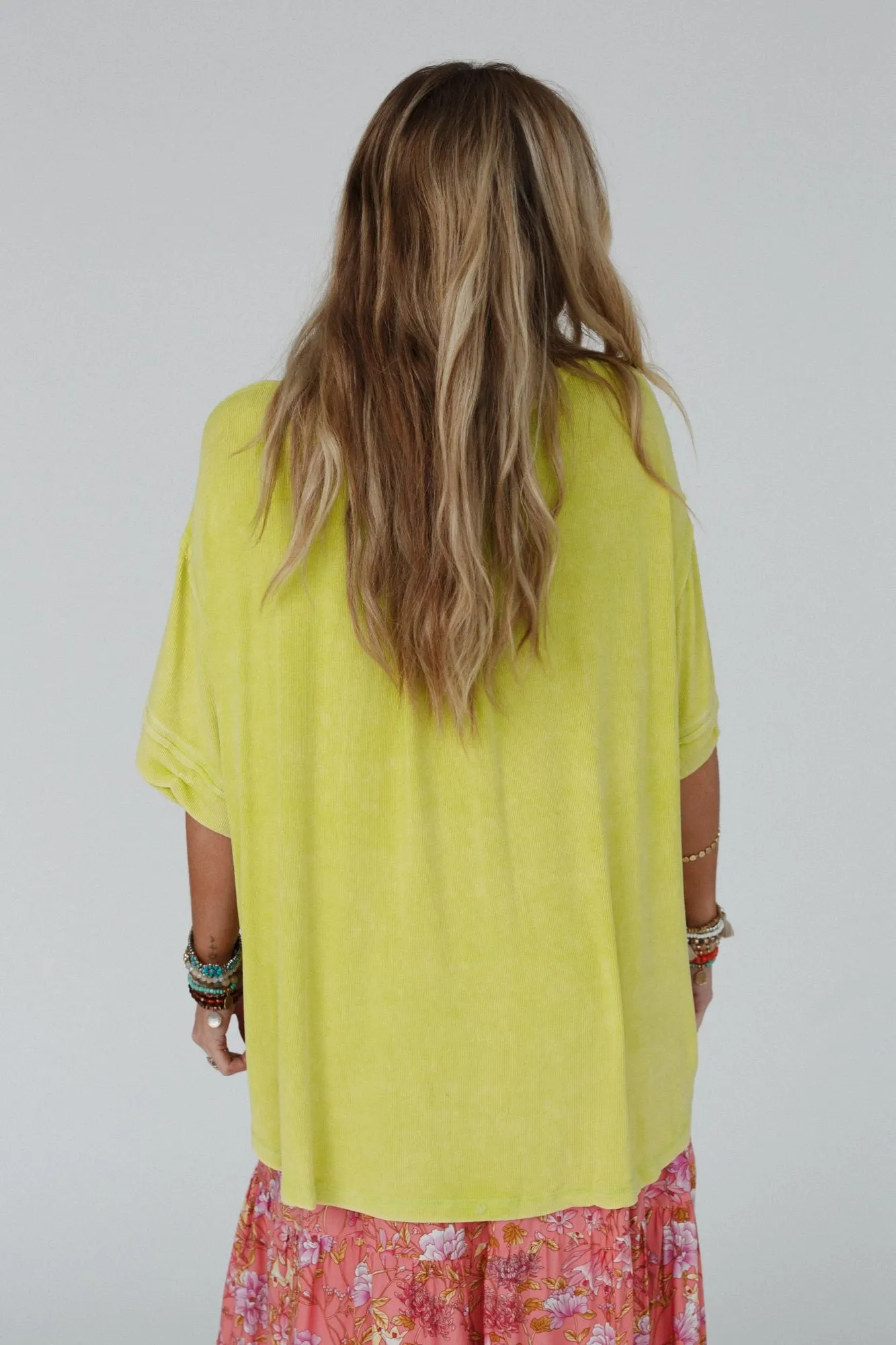 Time Flies Round Hem Top - Lime