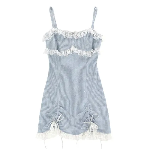 Two-Piece-Set: Kawaii Mini Dress with Lace   Longsleeved Topper Cardigan