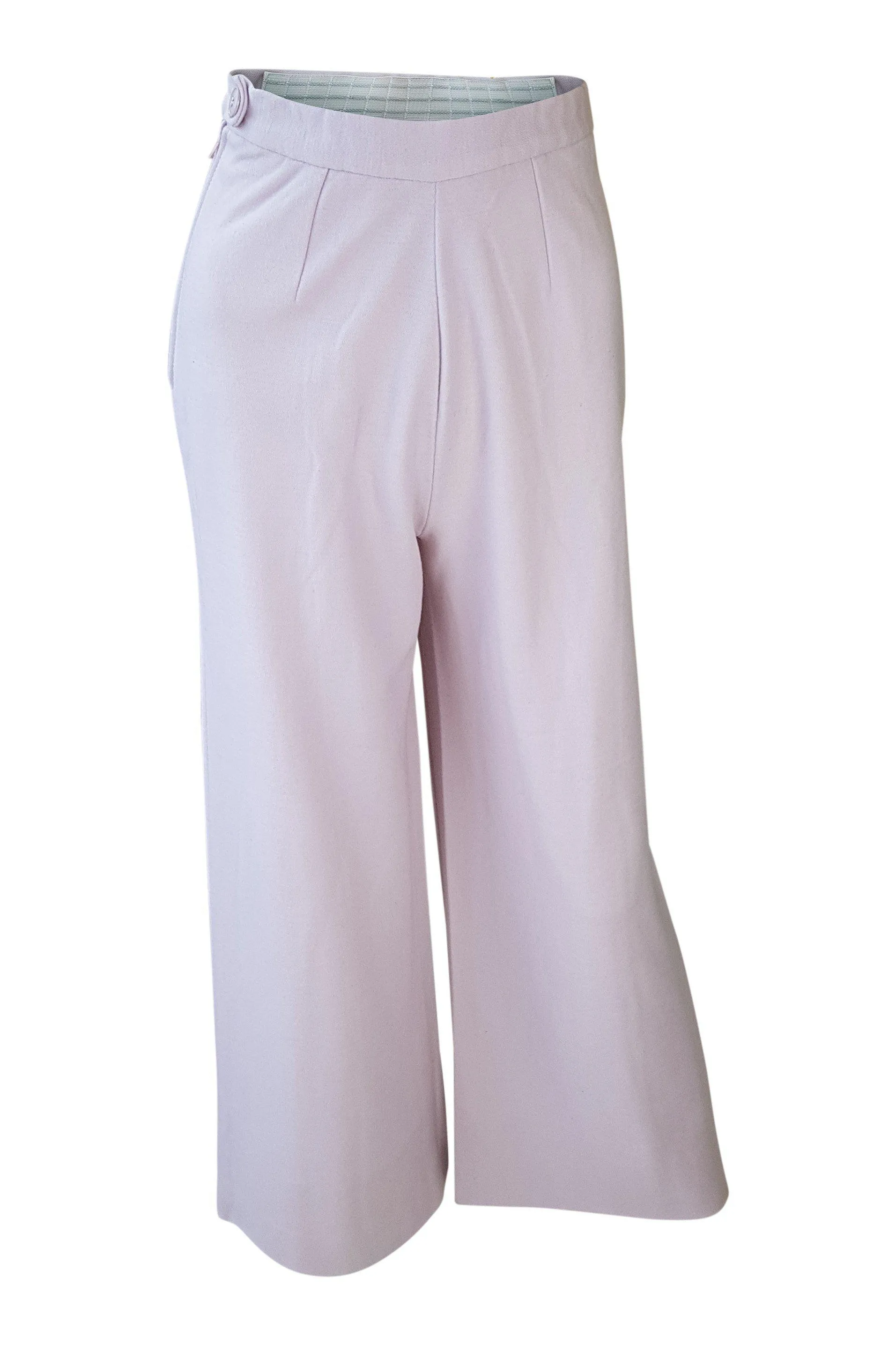 UNLABELLED Women's Vintage Pastel Purple Wide Leg High Waist Trousers (XS)