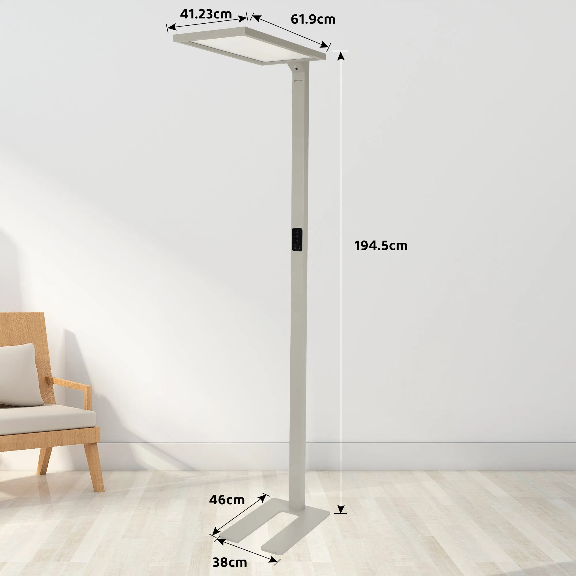 YUJILEDS Mission-02 Wellness Daylight 98 CRI 6000lm Floor Lamp 4000K for Office & Study Room