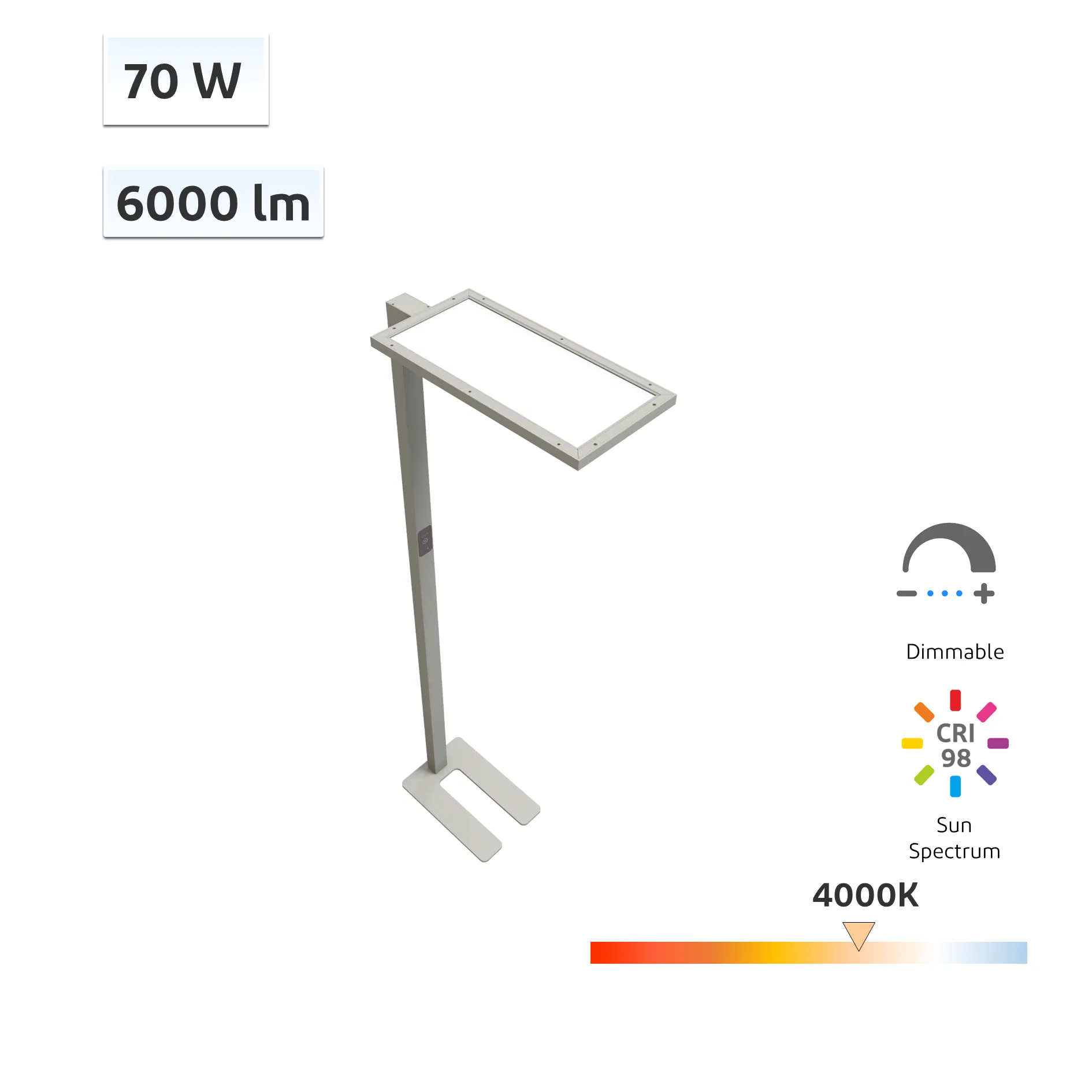 YUJILEDS Mission-02 Wellness Daylight 98 CRI 6000lm Floor Lamp 4000K for Office & Study Room